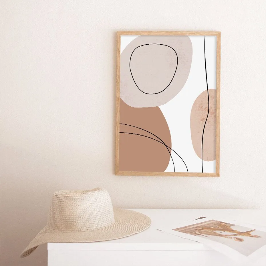 Abstract Geometric Brush Beige Boho Wall Art