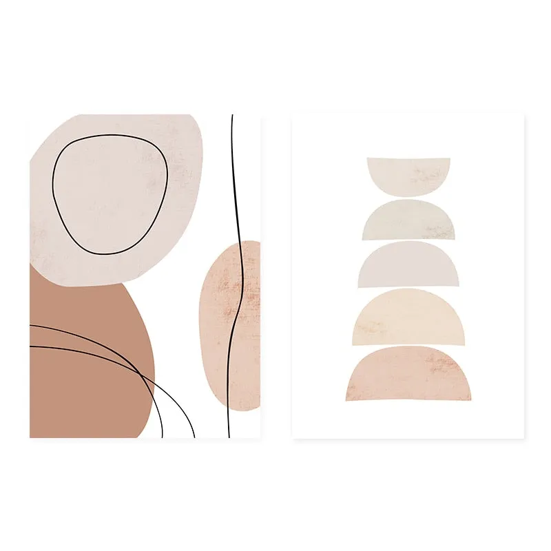 Abstract Geometric Brush Beige Boho Wall Art