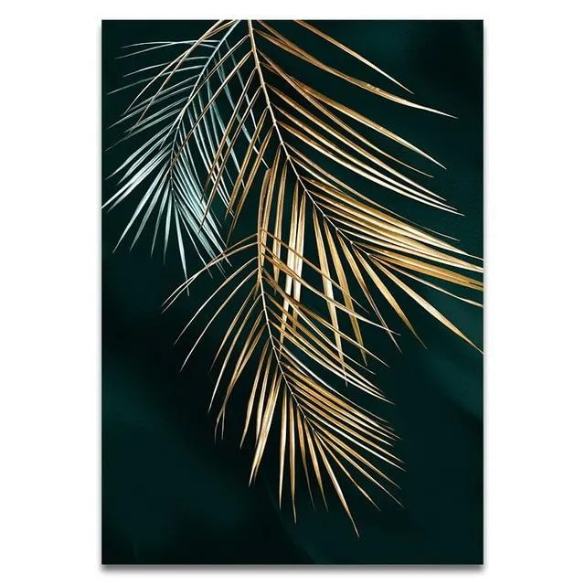 Abstract Golden Leaves Canvas