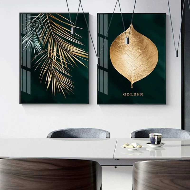 Abstract Golden Leaves Canvas