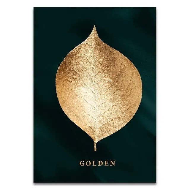 Abstract Golden Leaves Canvas