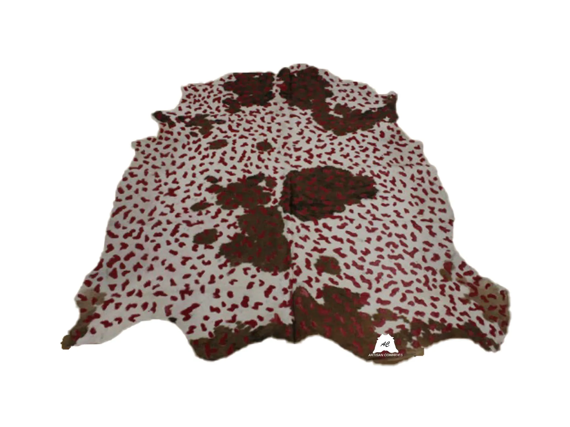 Acid Wash Red Tricolor Cowhide Rug - (XL 7'3"x6'10" Ft)