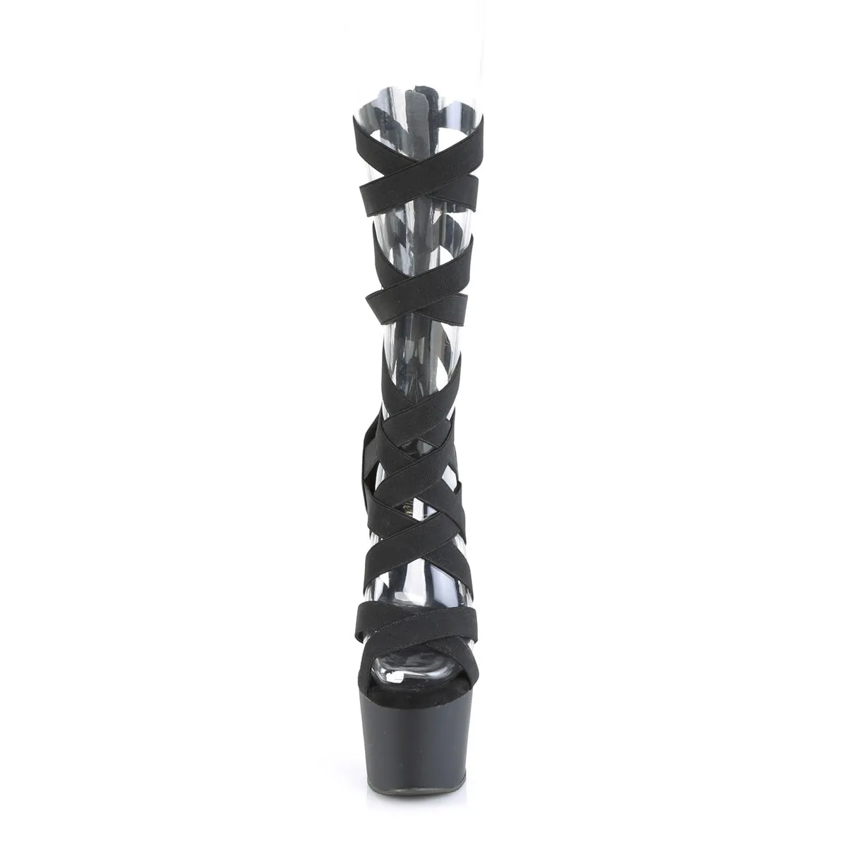 ADORE-700-48  Black Elastic Band-Faux Leather/Black Matte
