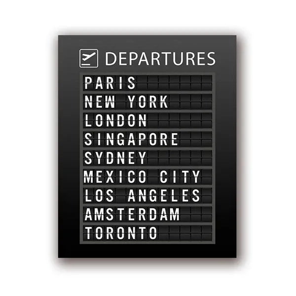 Airport Board Destination Wall Art