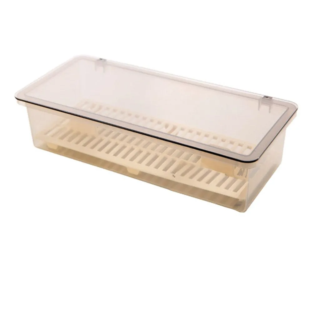 AIYoo Flatware Tray Kitchen Drawer Organizer with Lid and Drainer - Plastic Kitchen Cutlery Tray and Utensil Storage Container with Cover - Dinnerware Holder Gray
