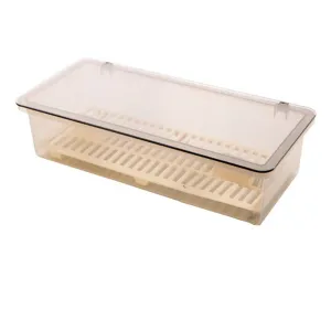 AIYoo Flatware Tray Kitchen Drawer Organizer with Lid and Drainer - Plastic Kitchen Cutlery Tray and Utensil Storage Container with Cover - Dinnerware Holder Gray