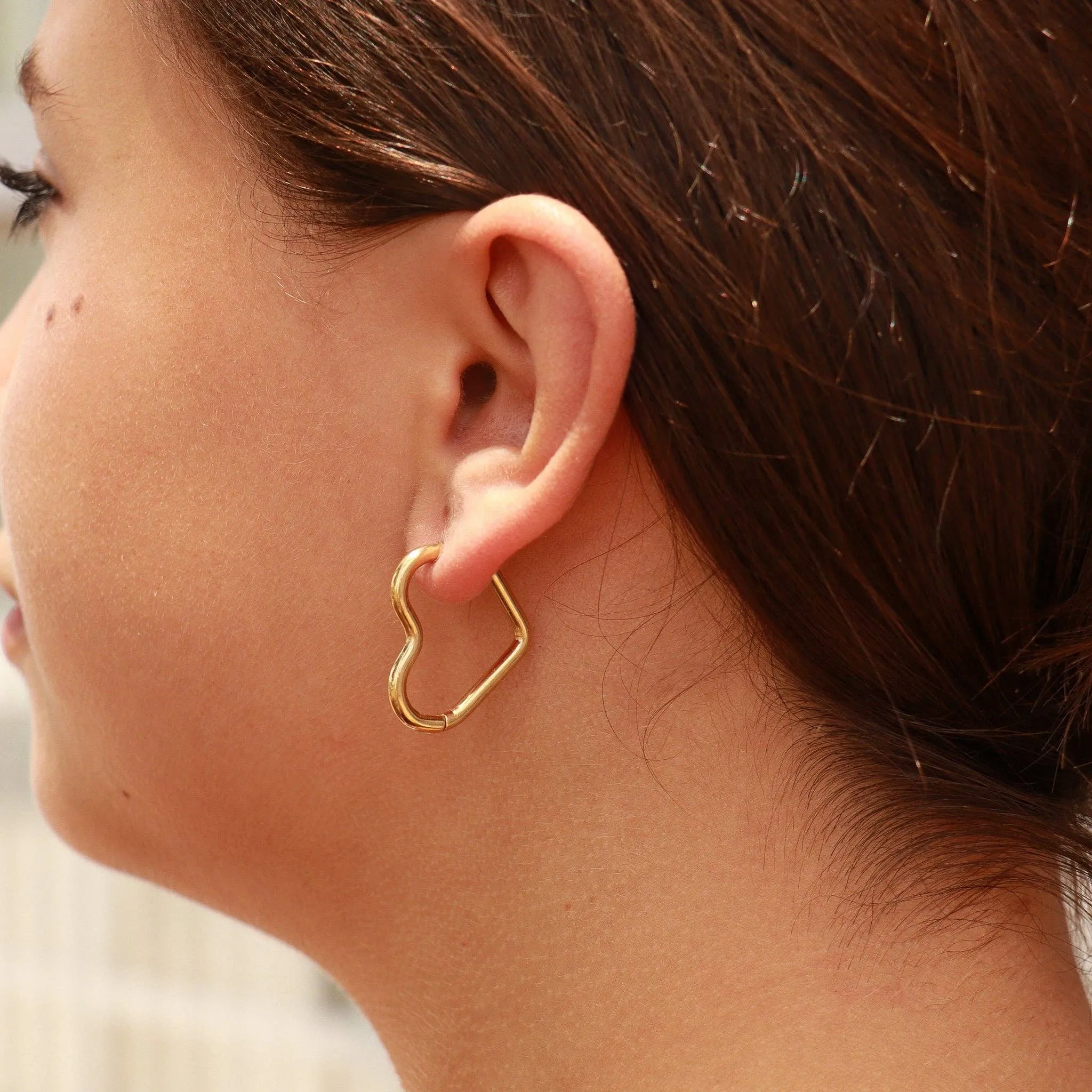 Alicia 18K Gold PVD and Stainless Steel PVD Heart Hoop Earrings