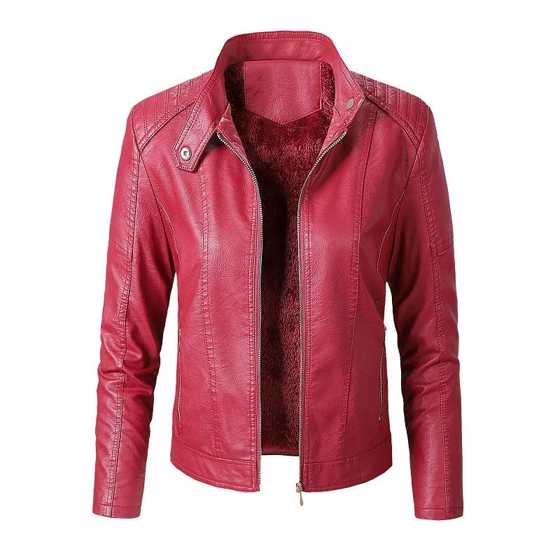 Amelia | Bold Ruby Leather Jacket