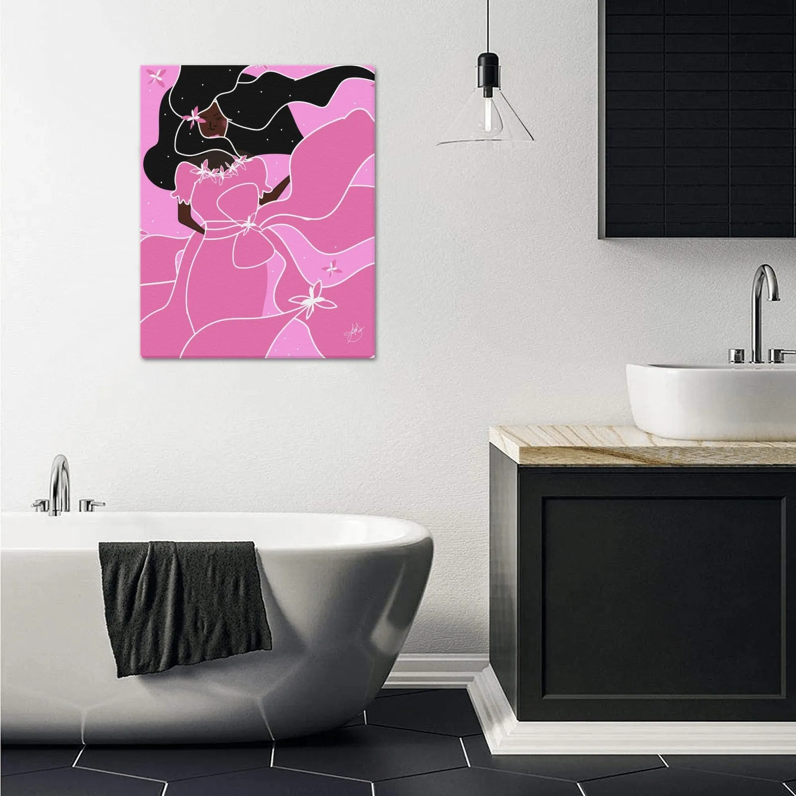 AMMA JO ARTWORK COCOA ROSE Office Print 16 X 20 Frame Canvas Print 16"x20"