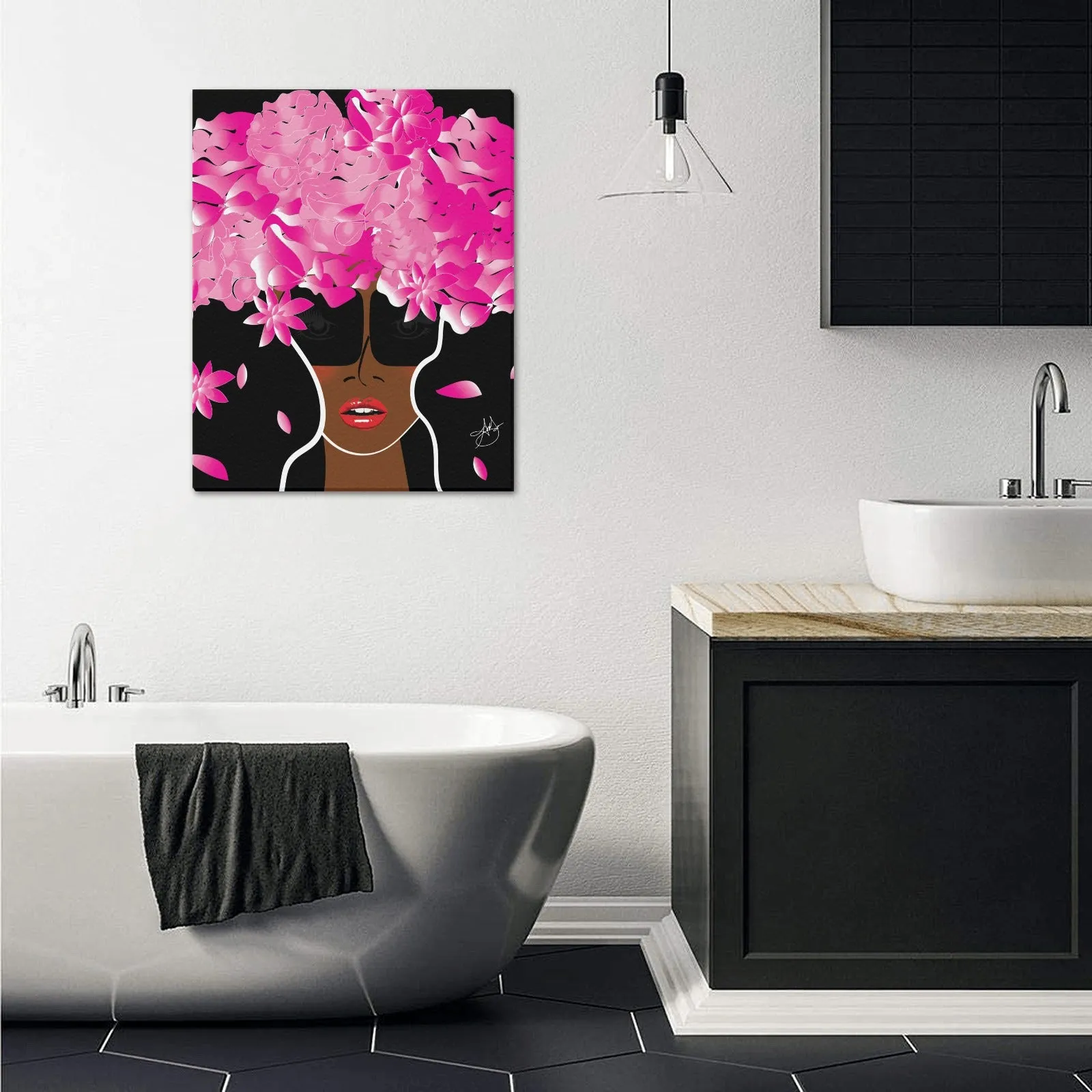 AMMA JO Cocoa Peony Office Frame Canvas Print 16"x20"