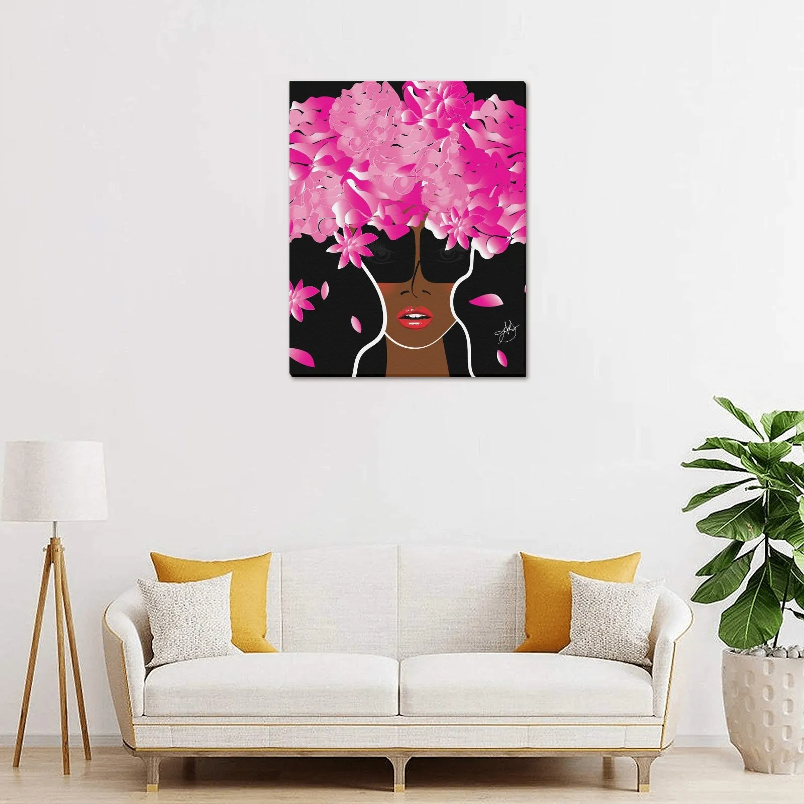 AMMA JO Cocoa Peony Office Frame Canvas Print 16"x20"