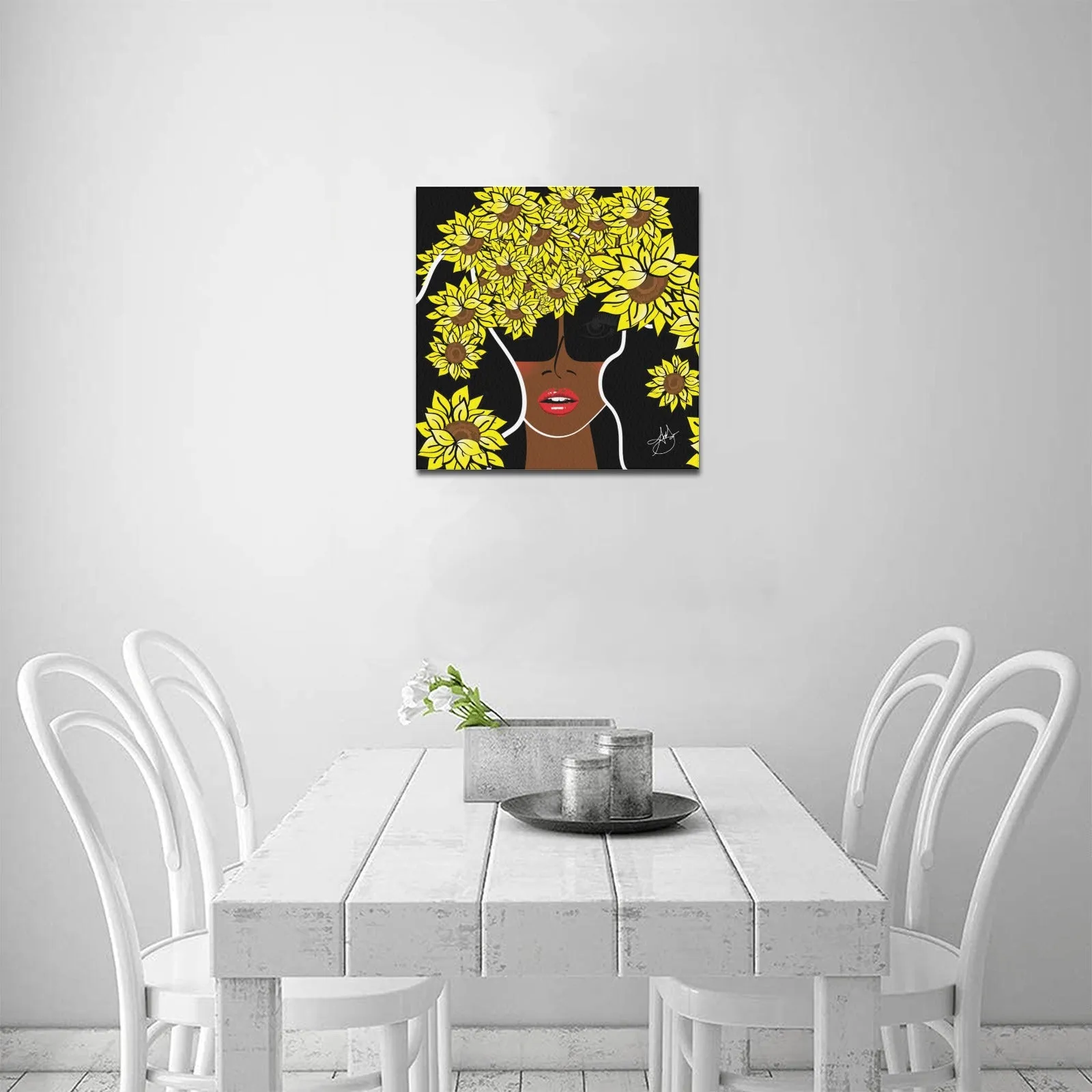 AMMA JO COCOA SUNFLOWER OFFICE ARTWORK Canvas Print 16"x16"