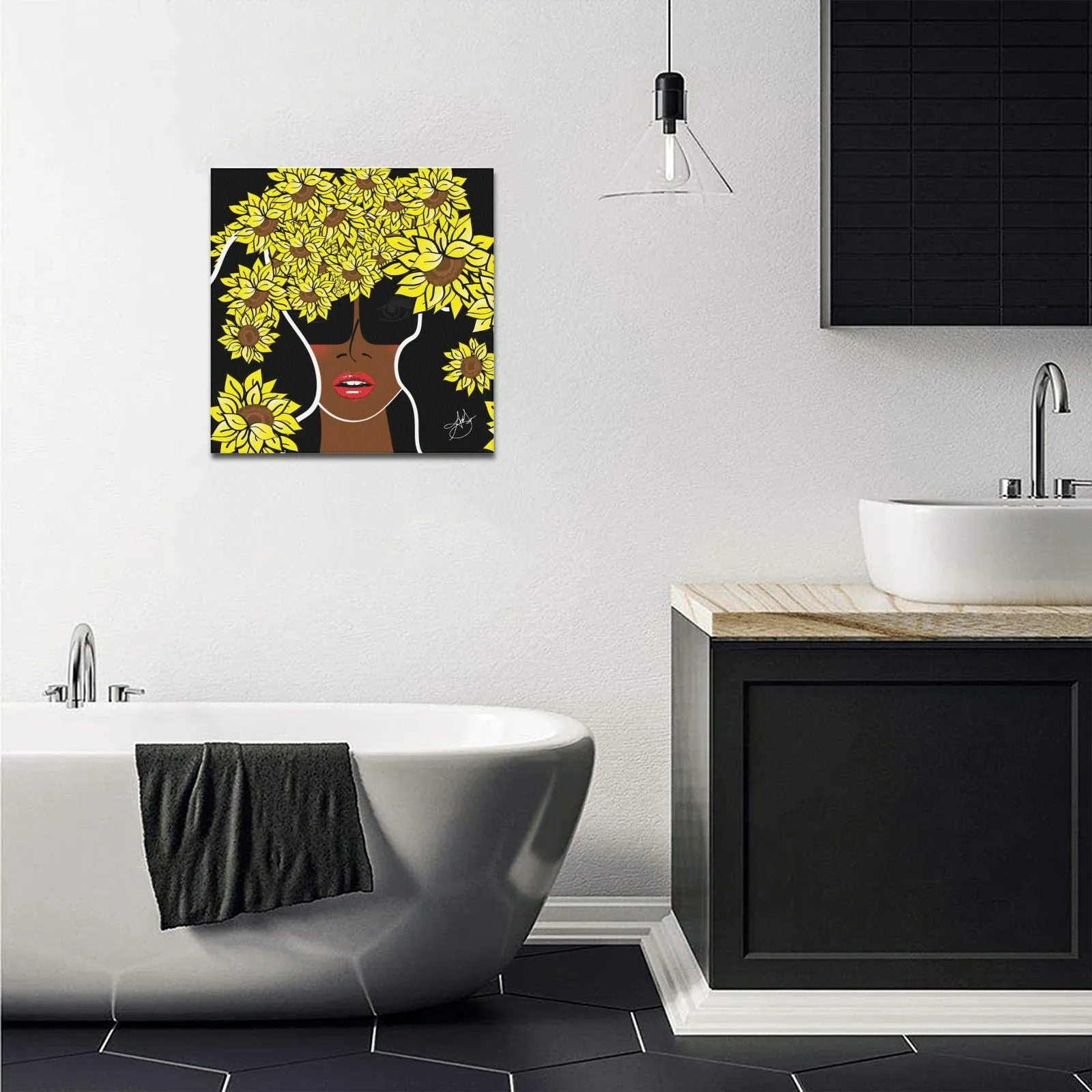 AMMA JO COCOA SUNFLOWER OFFICE ARTWORK Canvas Print 16"x16"