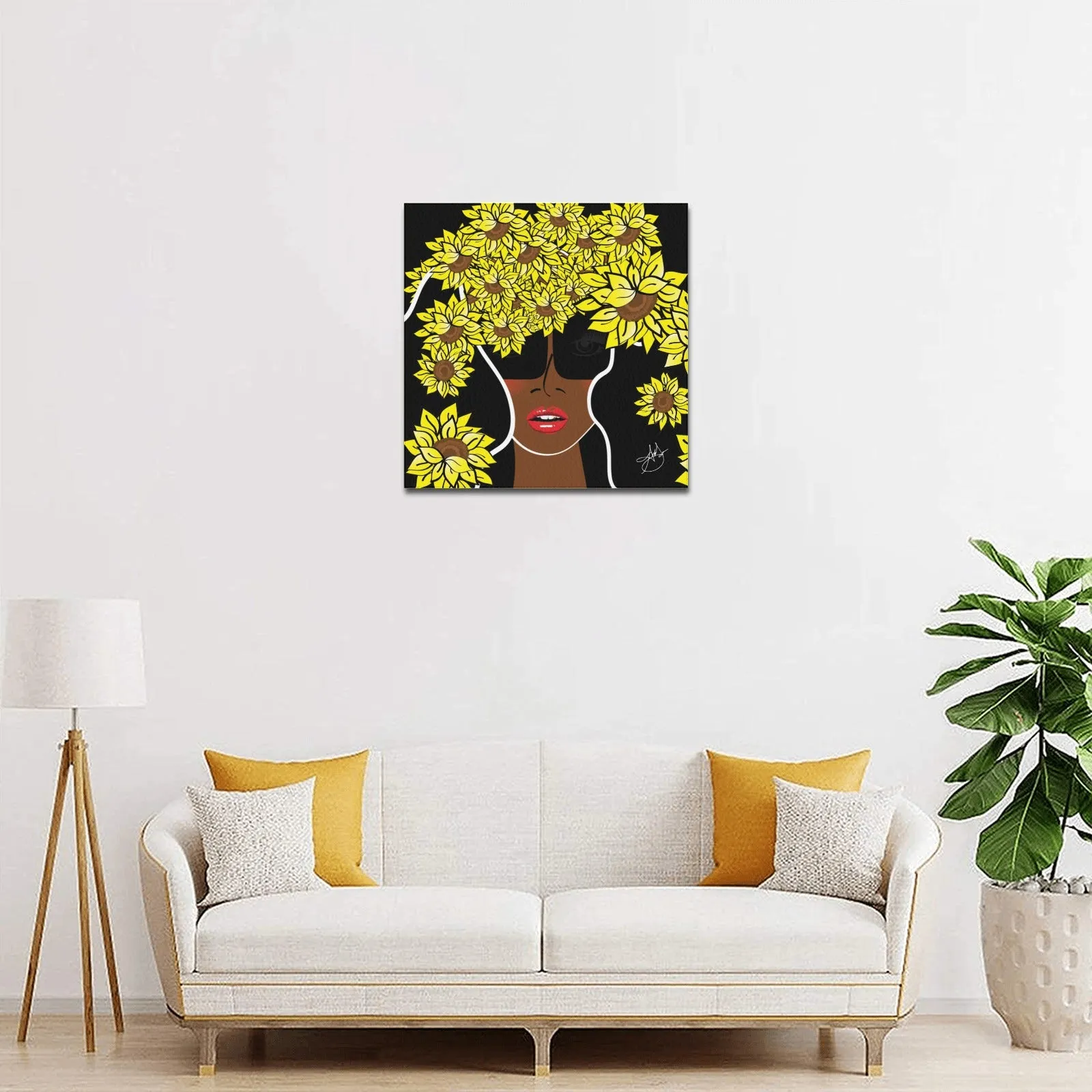 AMMA JO COCOA SUNFLOWER OFFICE ARTWORK Canvas Print 16"x16"