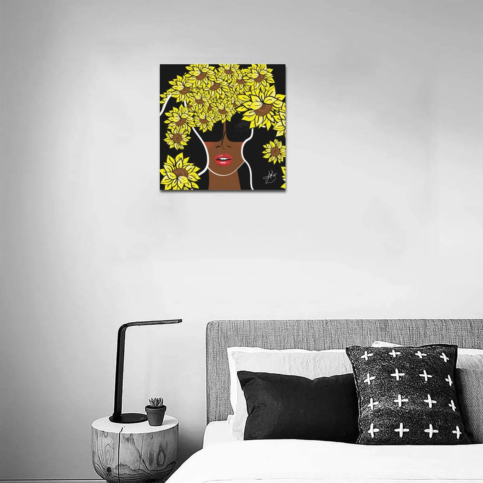 AMMA JO COCOA SUNFLOWER OFFICE ARTWORK Canvas Print 16"x16"