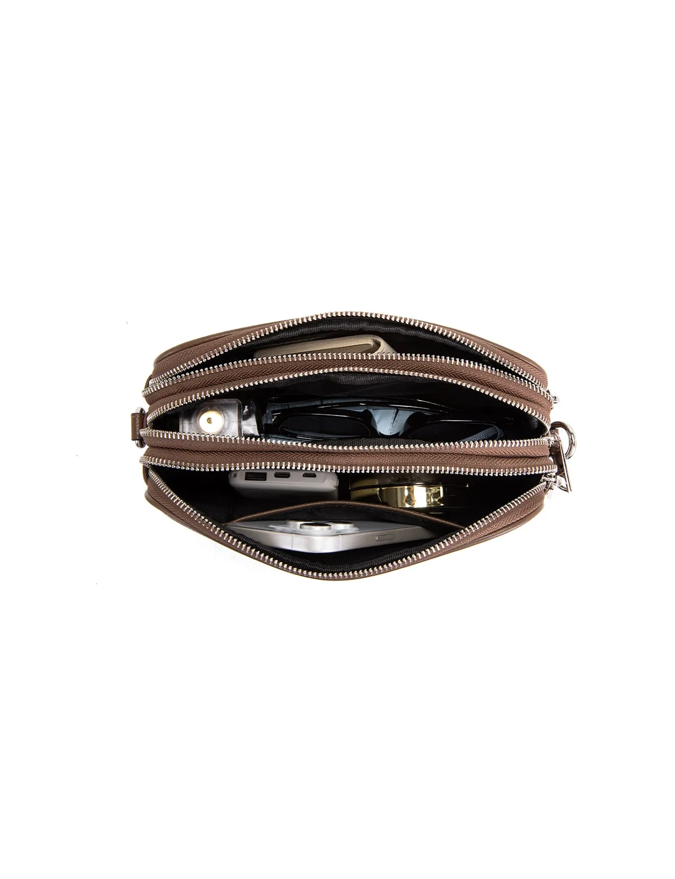 ANNA TRIPLE COMPARTMENT CROSSBODY -E1-0811B-CINNAMON