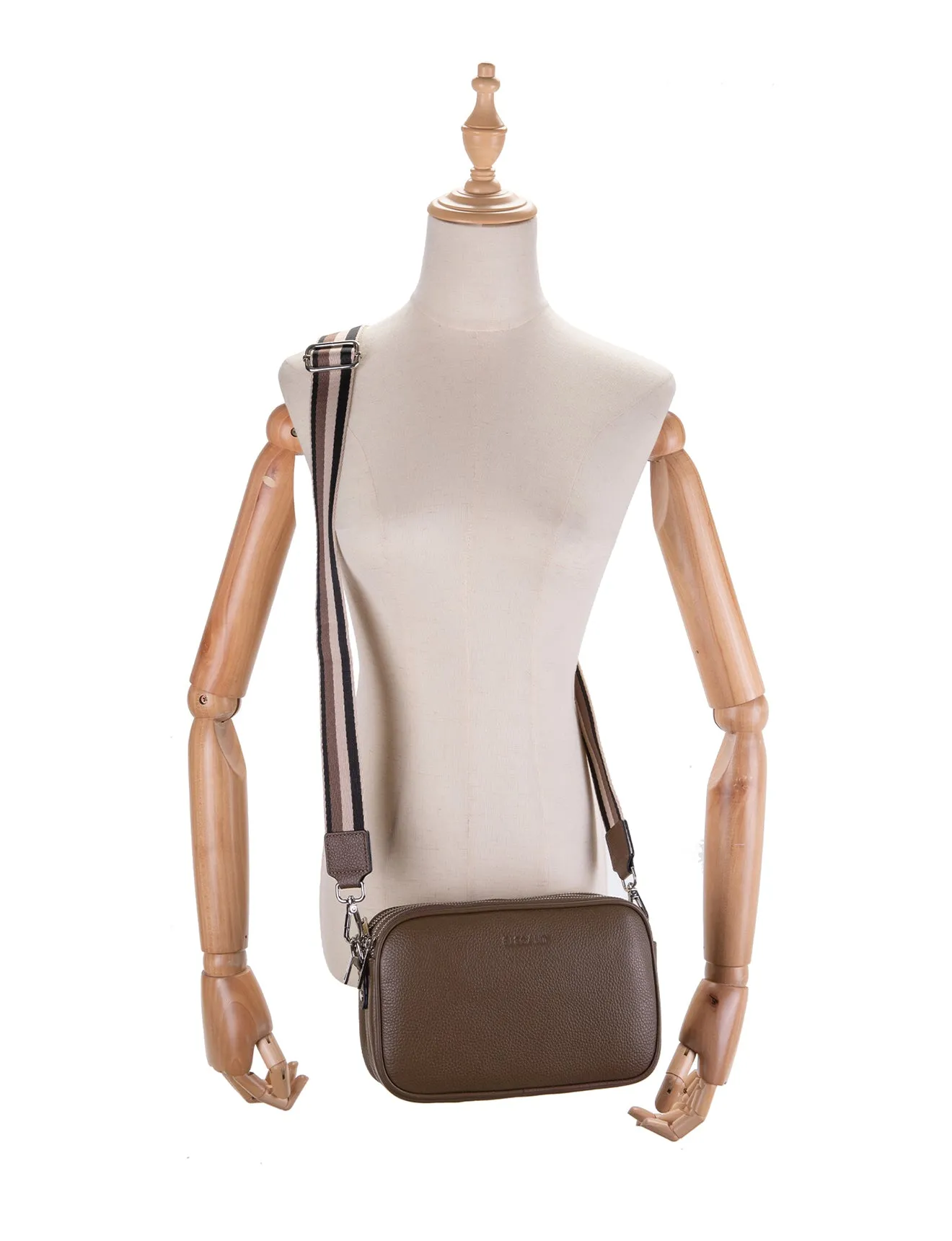 ANNA TRIPLE COMPARTMENT CROSSBODY -E1-0811B-CINNAMON