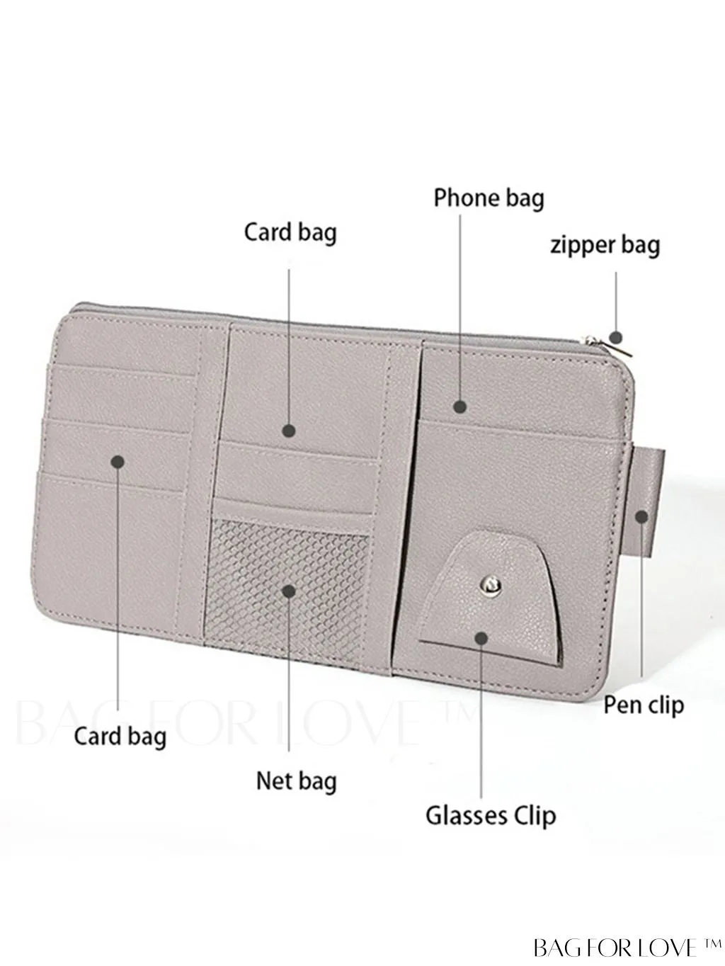 BagForLove - Car Sun Visor Organizer: Multi-Pocket Storage Solution for Auto Interior Accessories and Documents