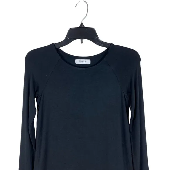 Bailey 44 Black Tweed Faux Leather Dress Women’s Size XS Mini Long Sleeves