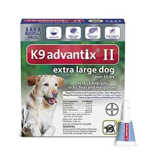 Bayer K9 Advantix II Ticks, Fleas & Mosquitoes Treatment for Extra Large Dogs Over 55lbs