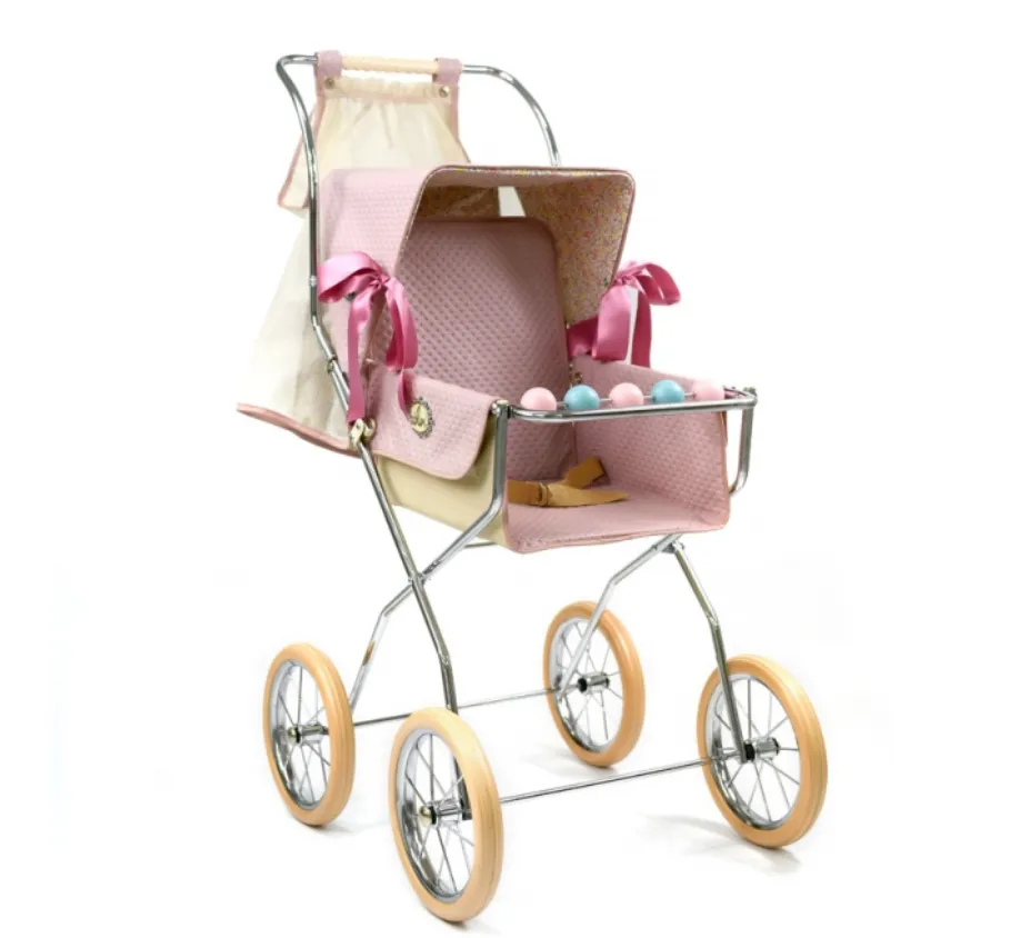 Bebelux Powder Pink Vintage Reborn Doll's Spanish Pushchair 2320-R