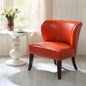 Beesley Faux Leather Armless Accent Chair Andover Mills™ Leather Type: Orange Faux Leather