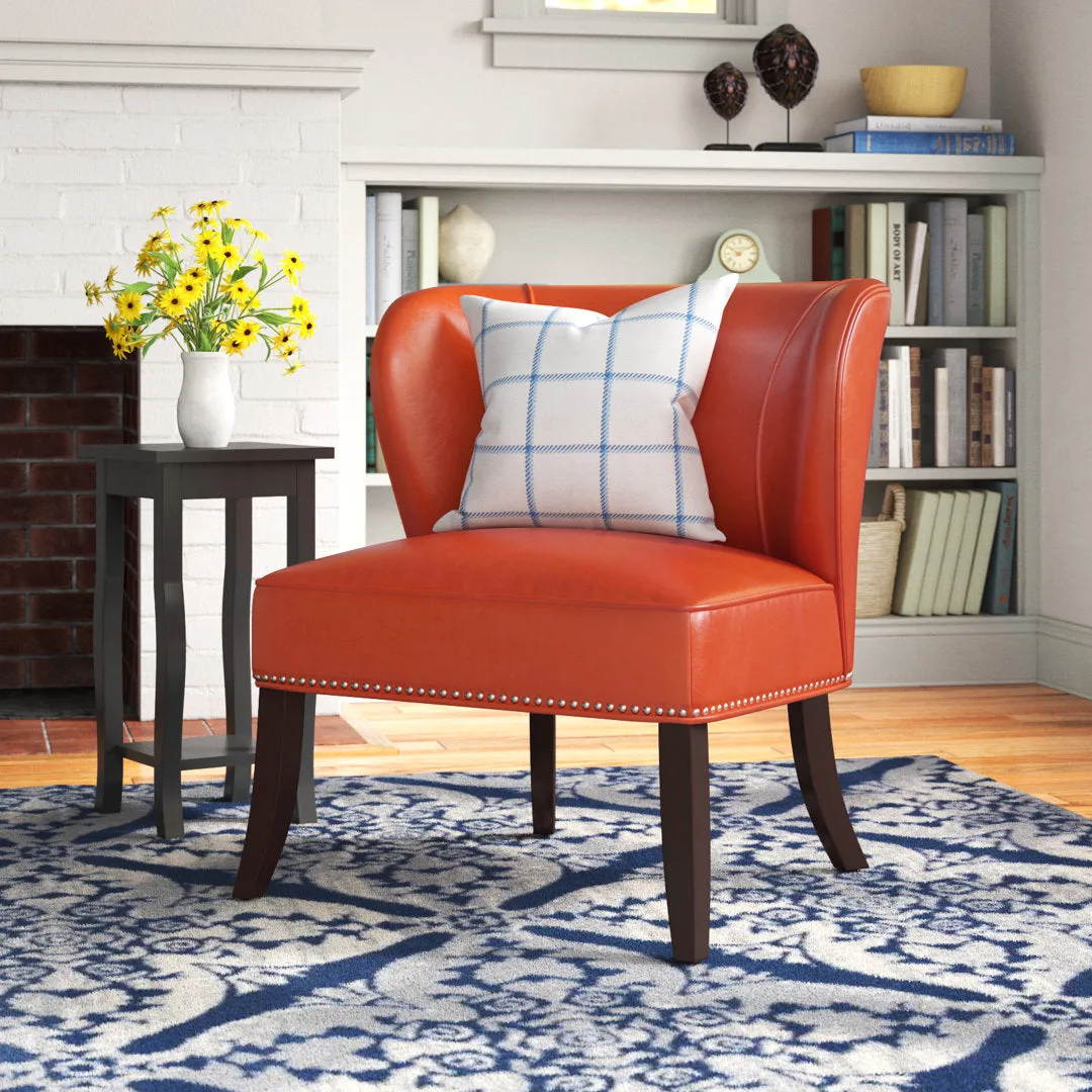 Beesley Faux Leather Armless Accent Chair Andover Mills™ Leather Type: Orange Faux Leather