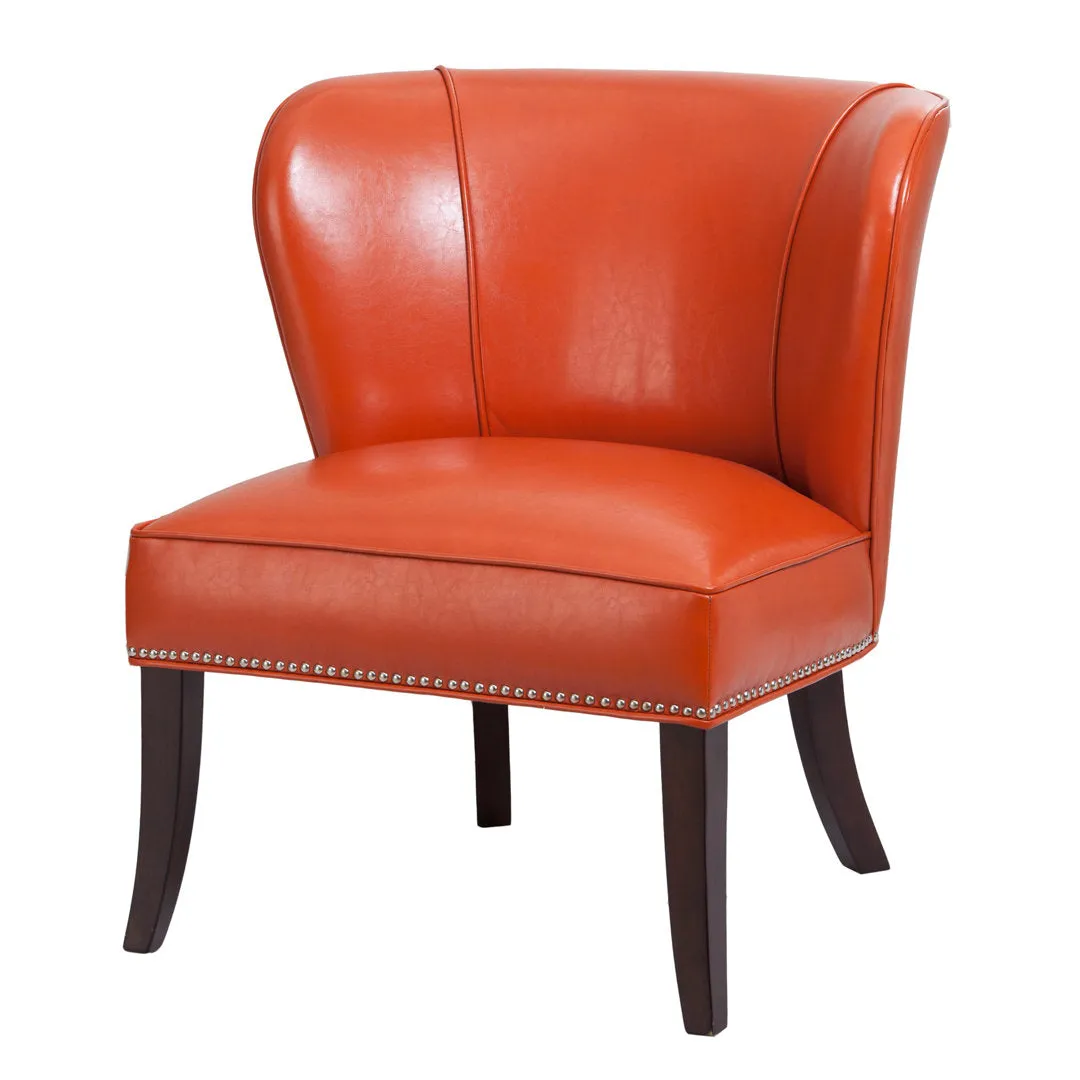 Beesley Faux Leather Armless Accent Chair Andover Mills™ Leather Type: Orange Faux Leather