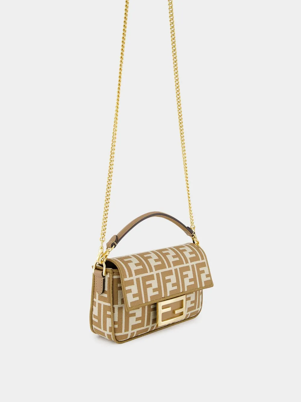Beige FF jacquard Mini Baguette