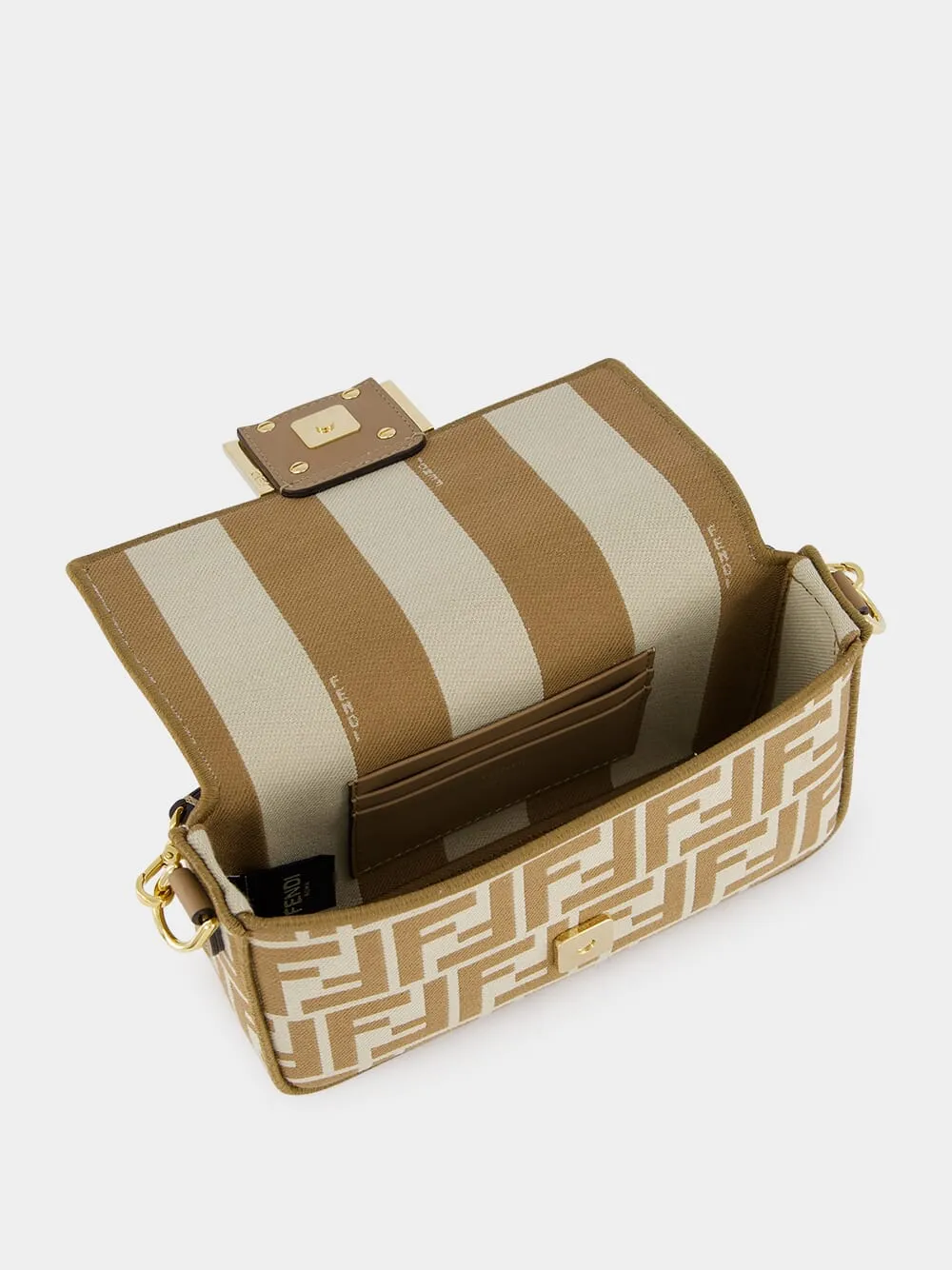 Beige FF jacquard Mini Baguette