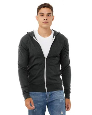 Bella Canvas Unisex Triblend Full-Zip Lightweight Hoodie | Char-black Trib