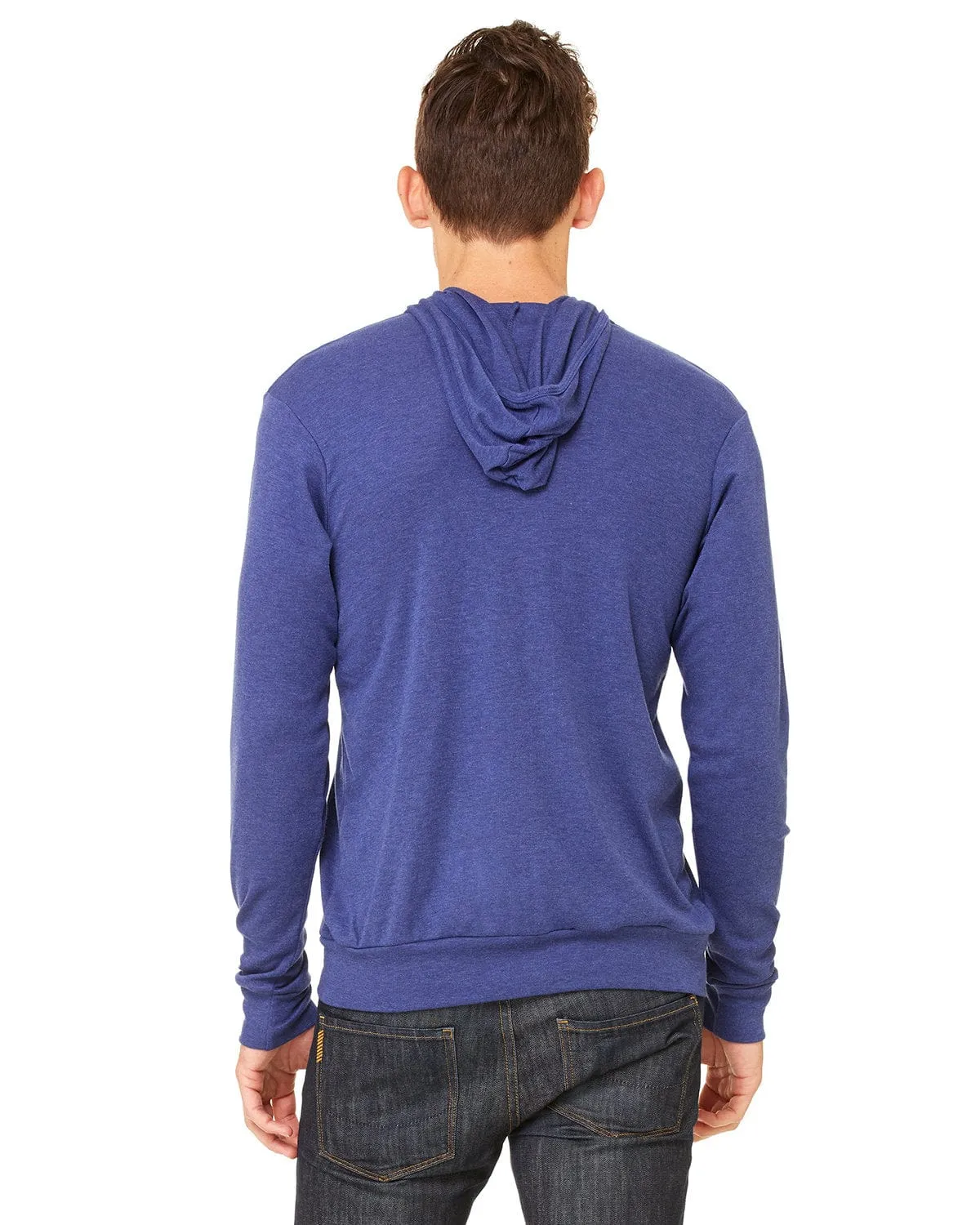 Bella Canvas Unisex Triblend Full-Zip Lightweight Hoodie | Navy Triblend