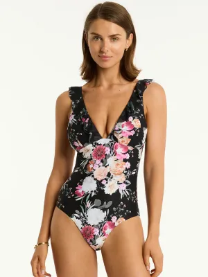 Belle Frill One Piece in Black