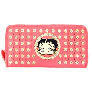 Betty Boop bling pink rhinestone checkbook L woman wallet B17B2605
