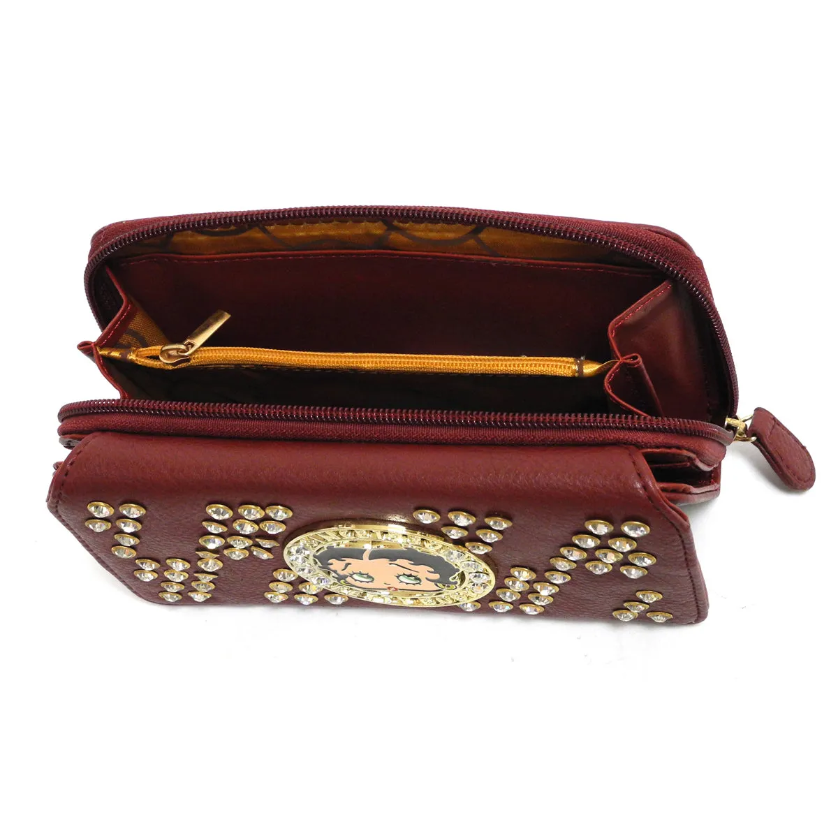 Betty Boop bling pink rhinestone checkbook L woman wallet B17B2605