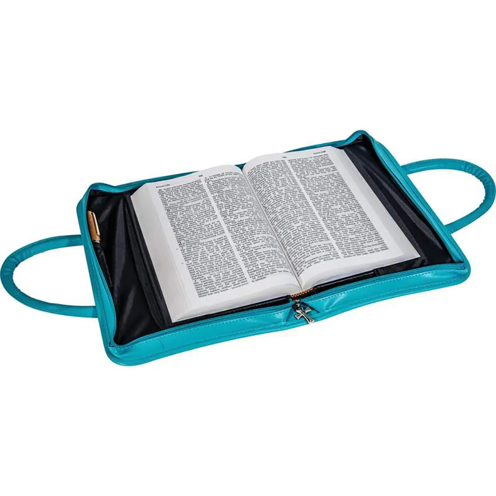 Bible Cover Turquoise Faux Alligator Protective Holy Book Tote Carry Case Bag