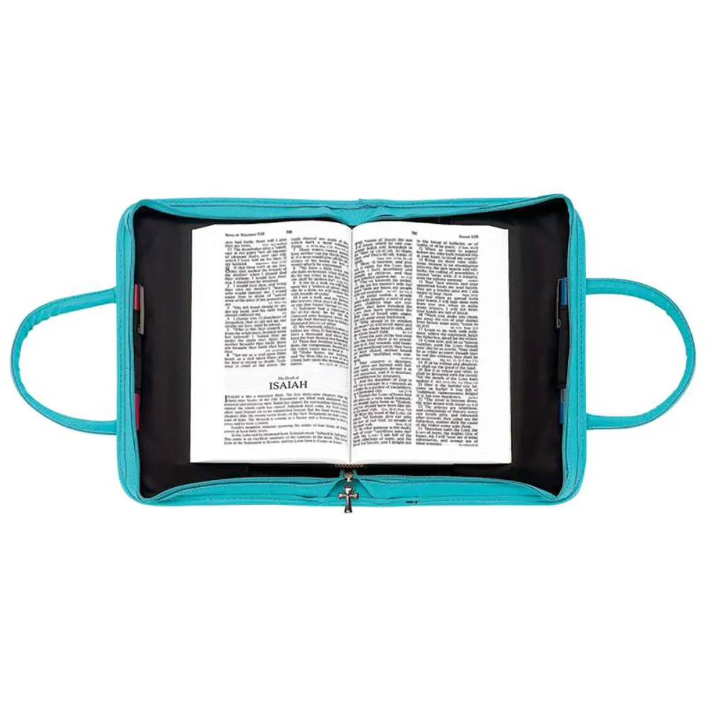 Bible Cover Turquoise Faux Alligator Protective Holy Book Tote Carry Case Bag