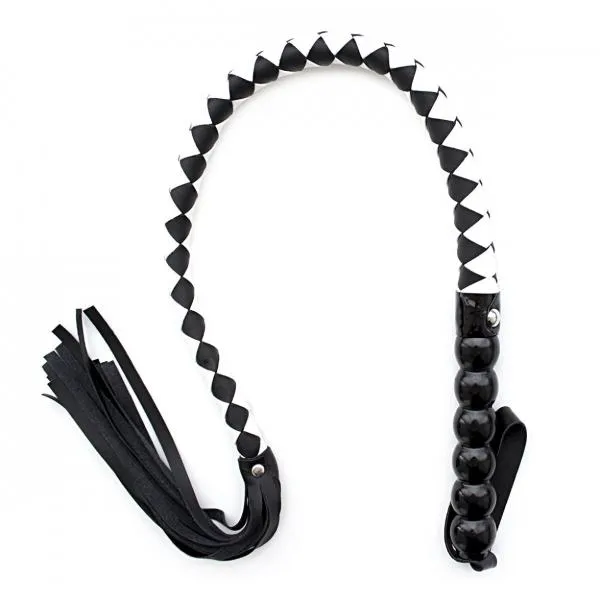 Black & White Bonded Leather Whip