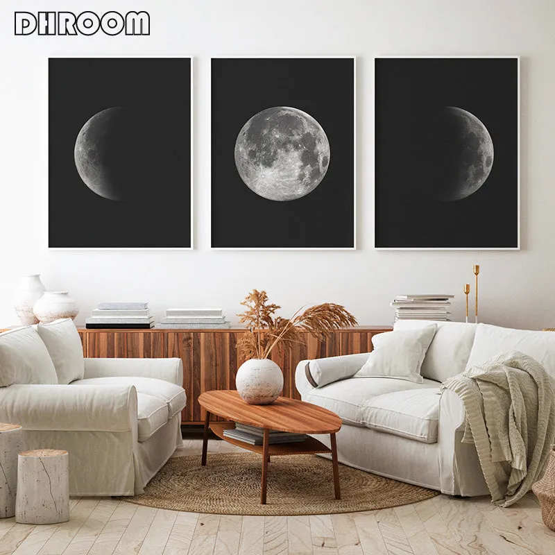 Black and White Moon Wall Art