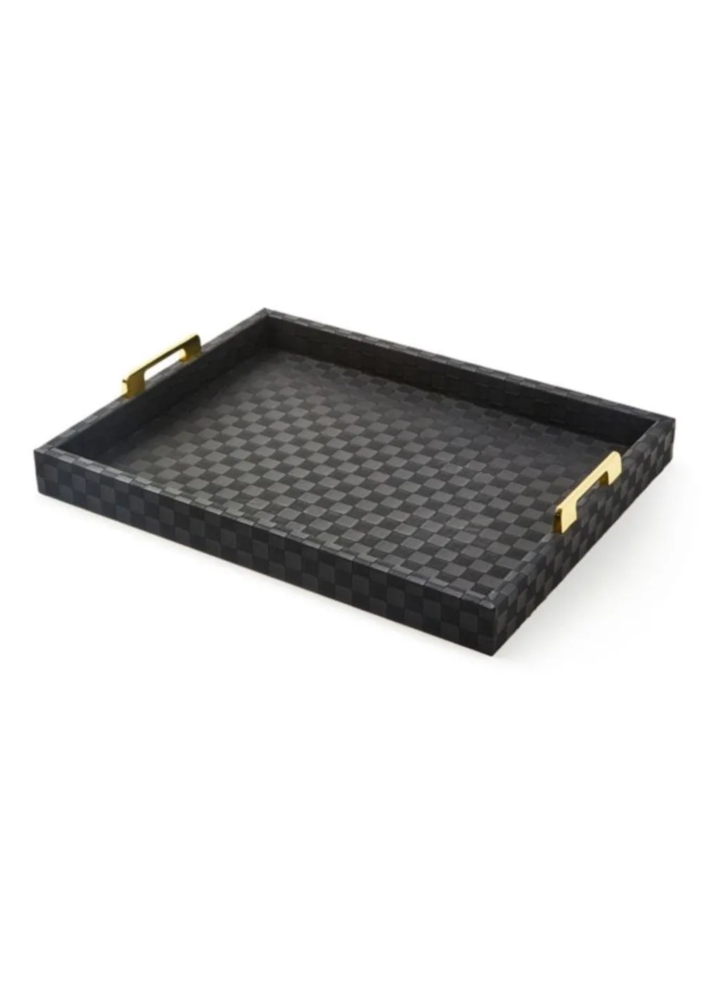 Black Faux Leather Large Tray
