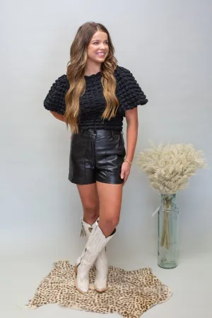 Black Faux Leather Shorts
