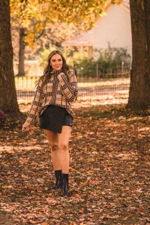 Black Faux Leather Wrap Skort