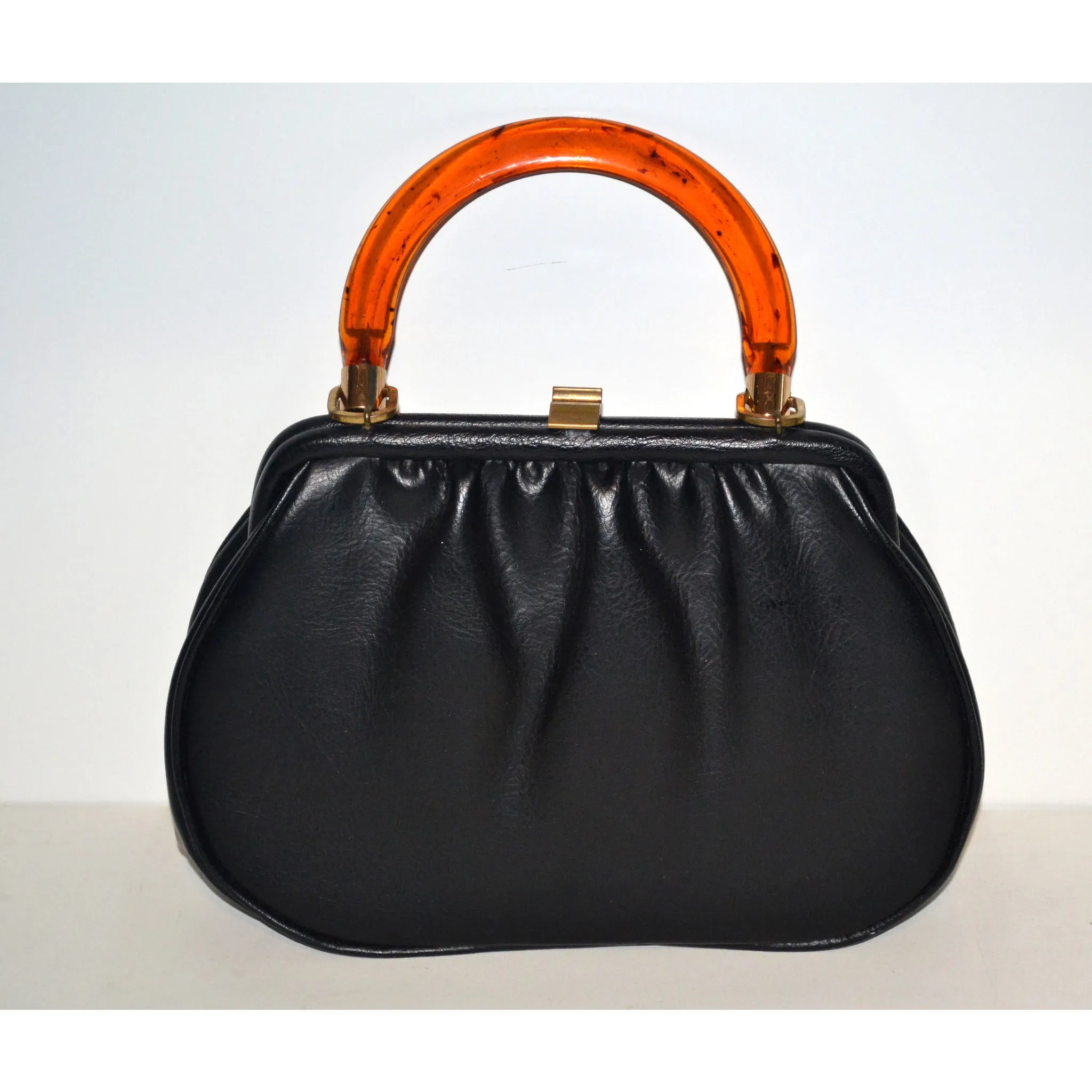 Black Leather & Tortoise Purse By Markay