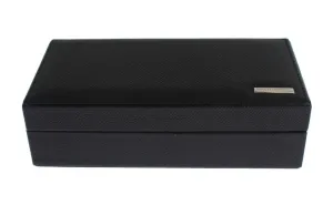 Black Leather Ring Cufflinks Organizer Box