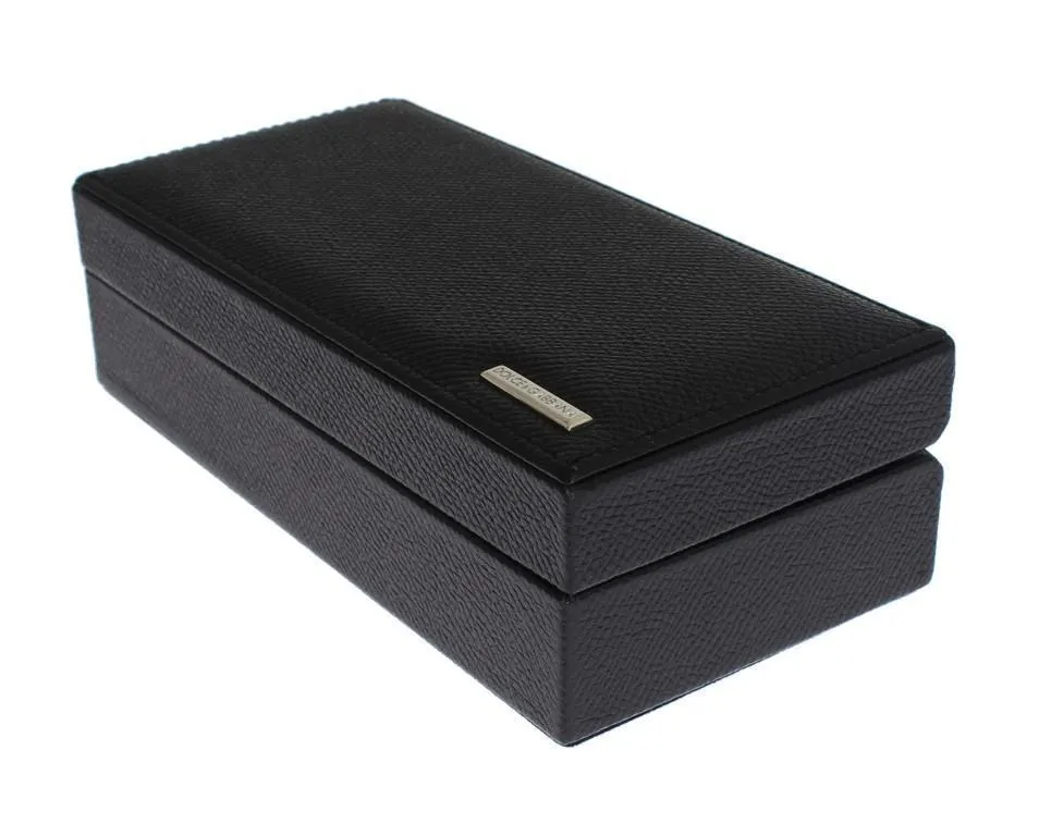 Black Leather Ring Cufflinks Organizer Box