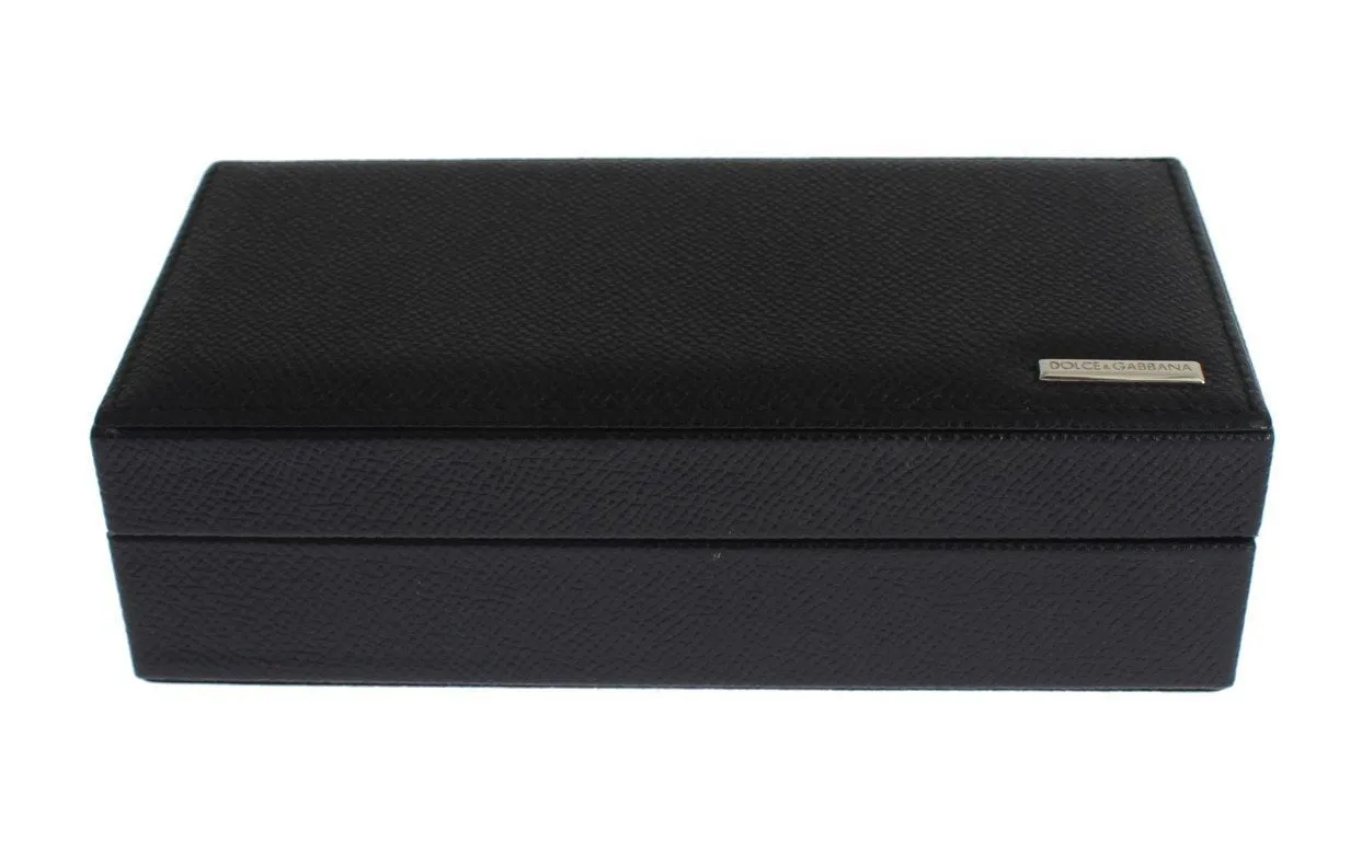 Black Leather Ring Cufflinks Organizer Box