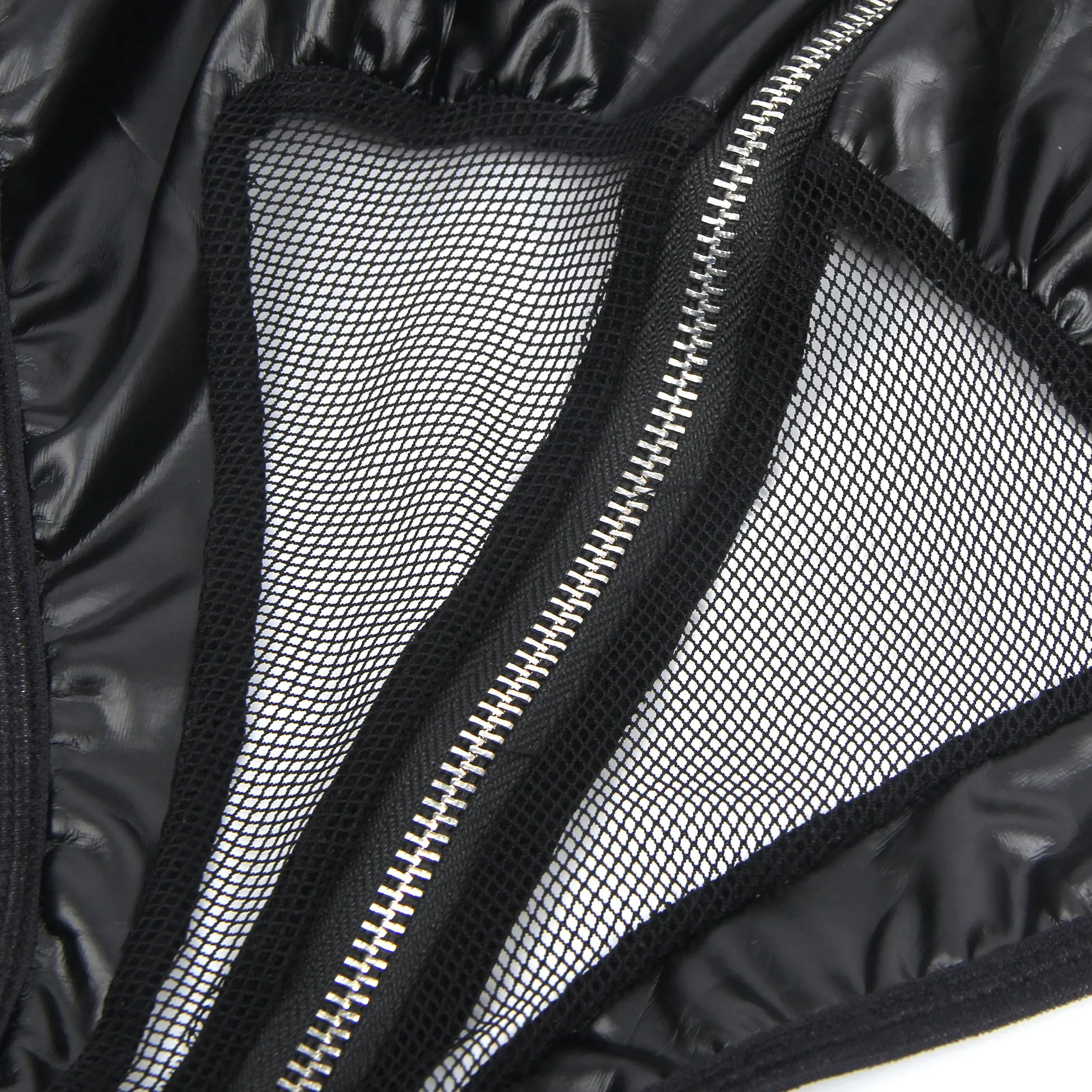 Black Sexy PU Leather Mesh Zipper Long Sleeves Bodysuit