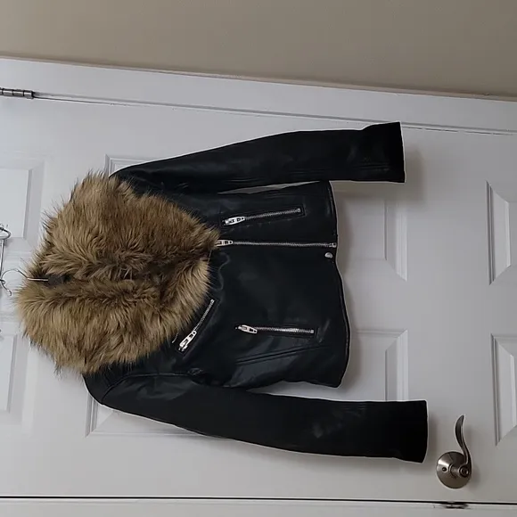 Blank NYC Night Fever Faux Fur Leather Moto Jackson
