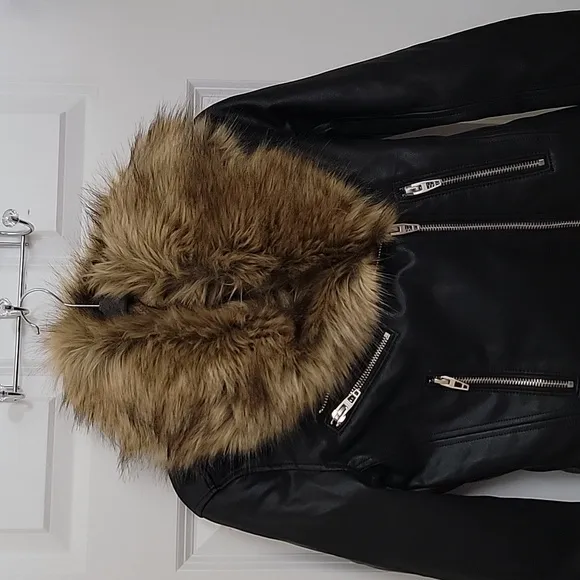 Blank NYC Night Fever Faux Fur Leather Moto Jackson