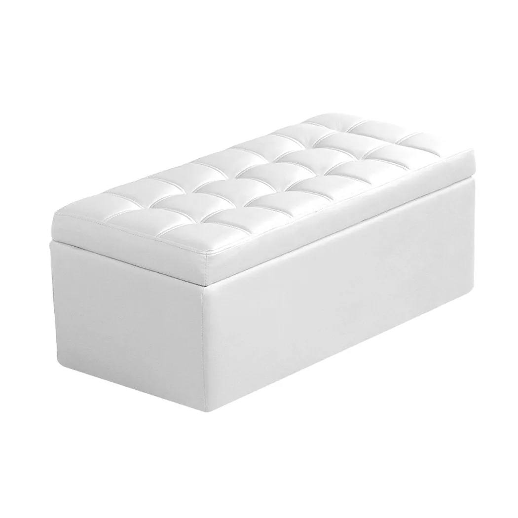 Blanket Box Storage Ottoman PU Leather Fabric Chest Toy Clothes Foot Stool Bed